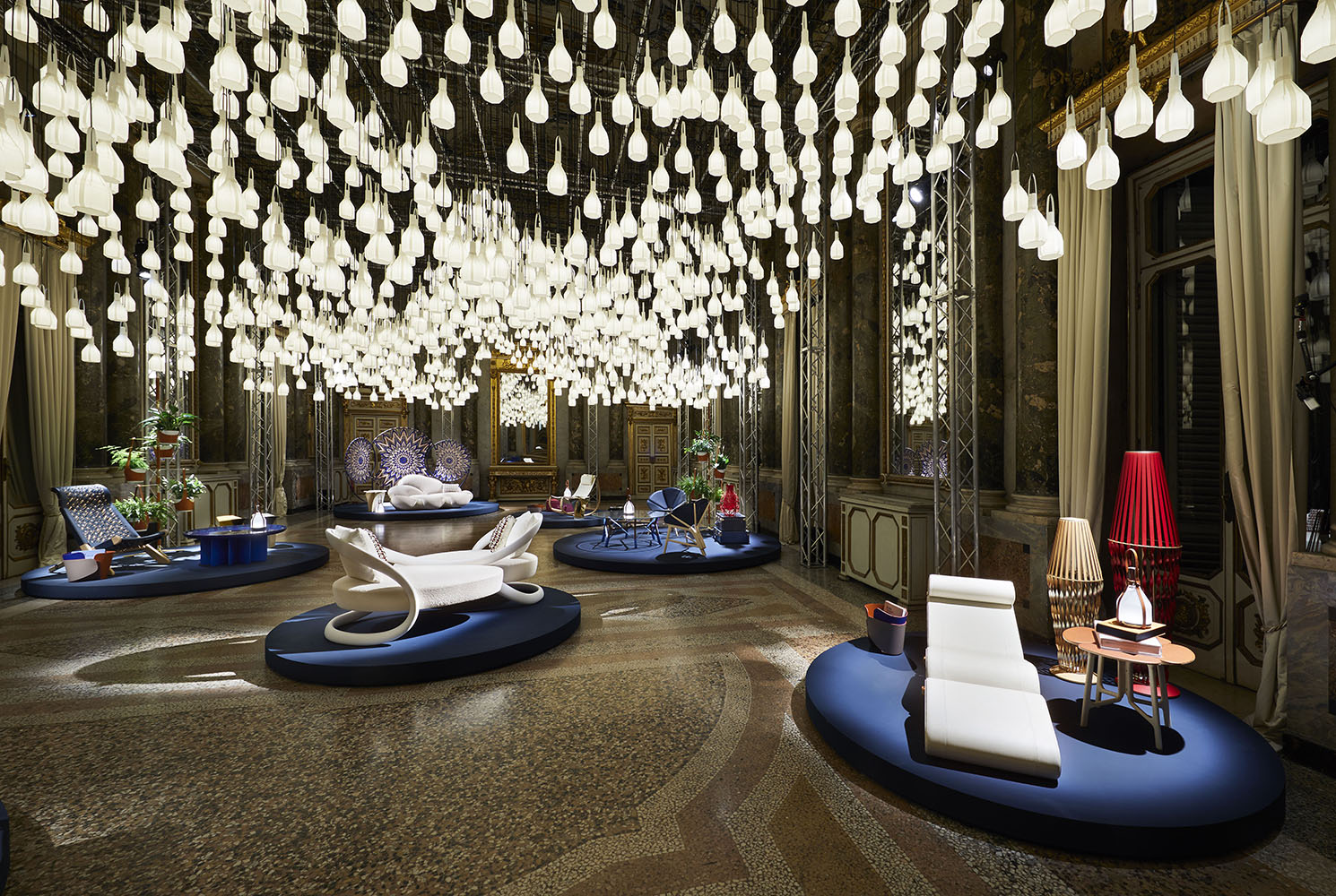 Louis Vuitton presents the new Objets Nomades at Palazzo Serbelloni for the  Milan 2019 Fuorisalone Featuring