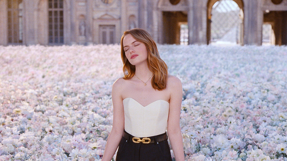 With Emma Stone inside the second video ad campaign for Louis
