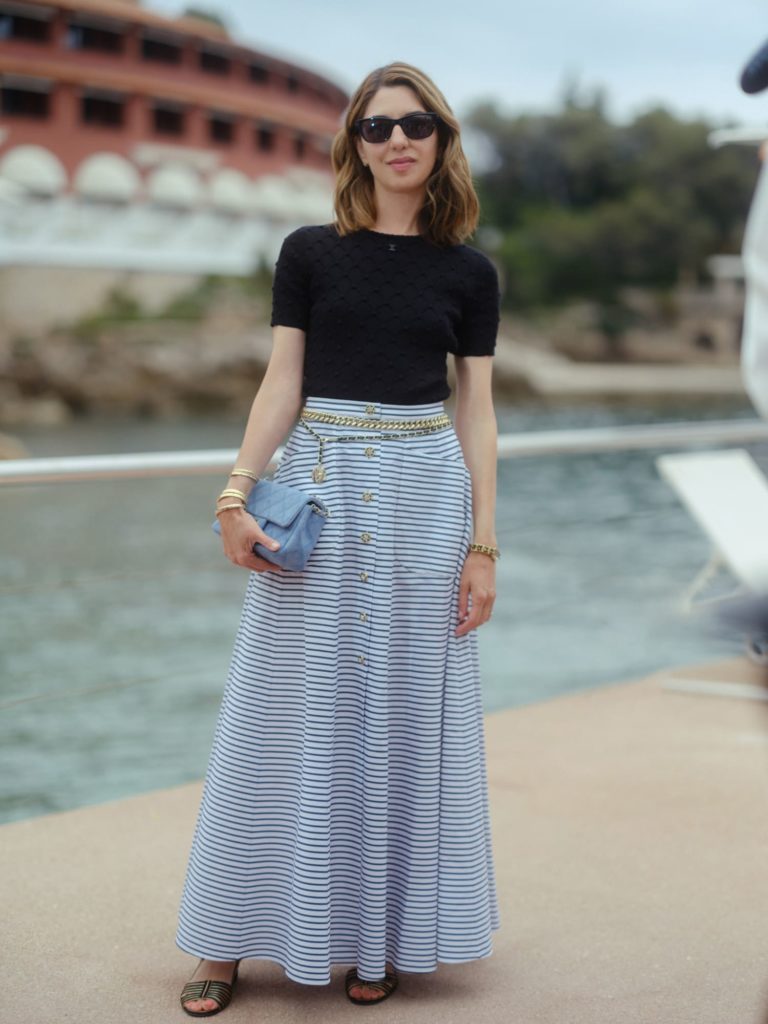 Sophia Coppola is Effortlessly Chic in Striped Dress and Capped Slingback  Heels at Chanel Spring 2022 Couture Show